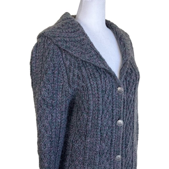 Vintage Mohair Blend Hand Knit Cardigan Sweater Fisherman Cable Knit Cozy Sz S - Picture 5 of 16